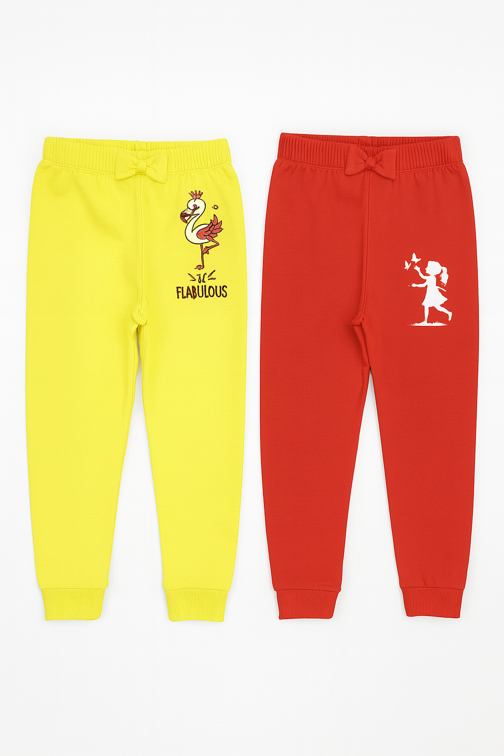 Girls Joggers Combo – Yellow & Red (Pack of 2)