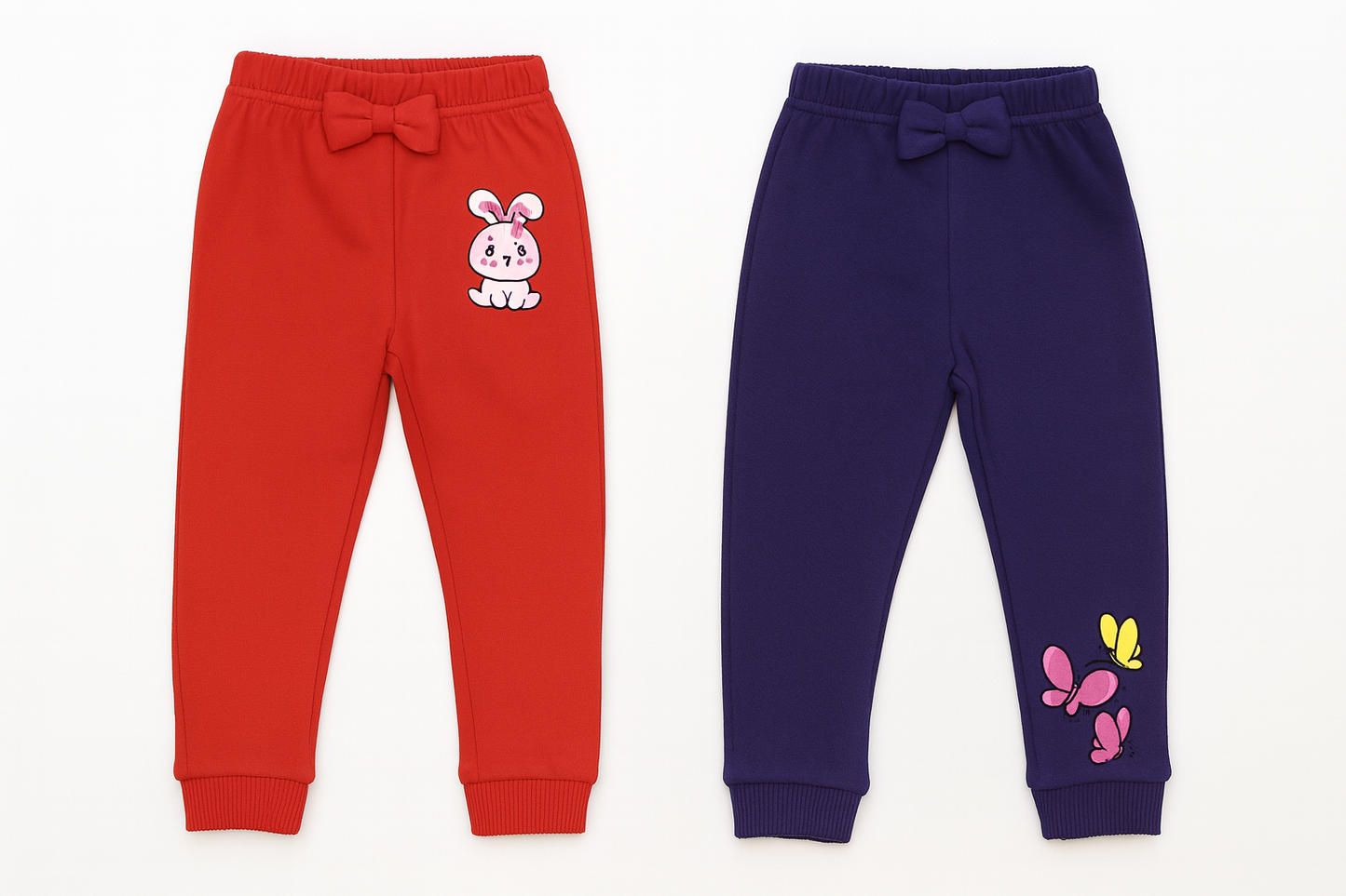 Girls Joggers Combo – Red & Navy Blue (Pack of 2)