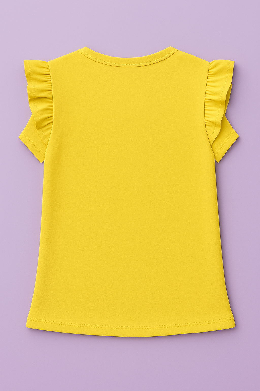 Girls Soft Cotton Interlock Puff Sleeve T-Shirt – Yellow with Unicorn Graphic