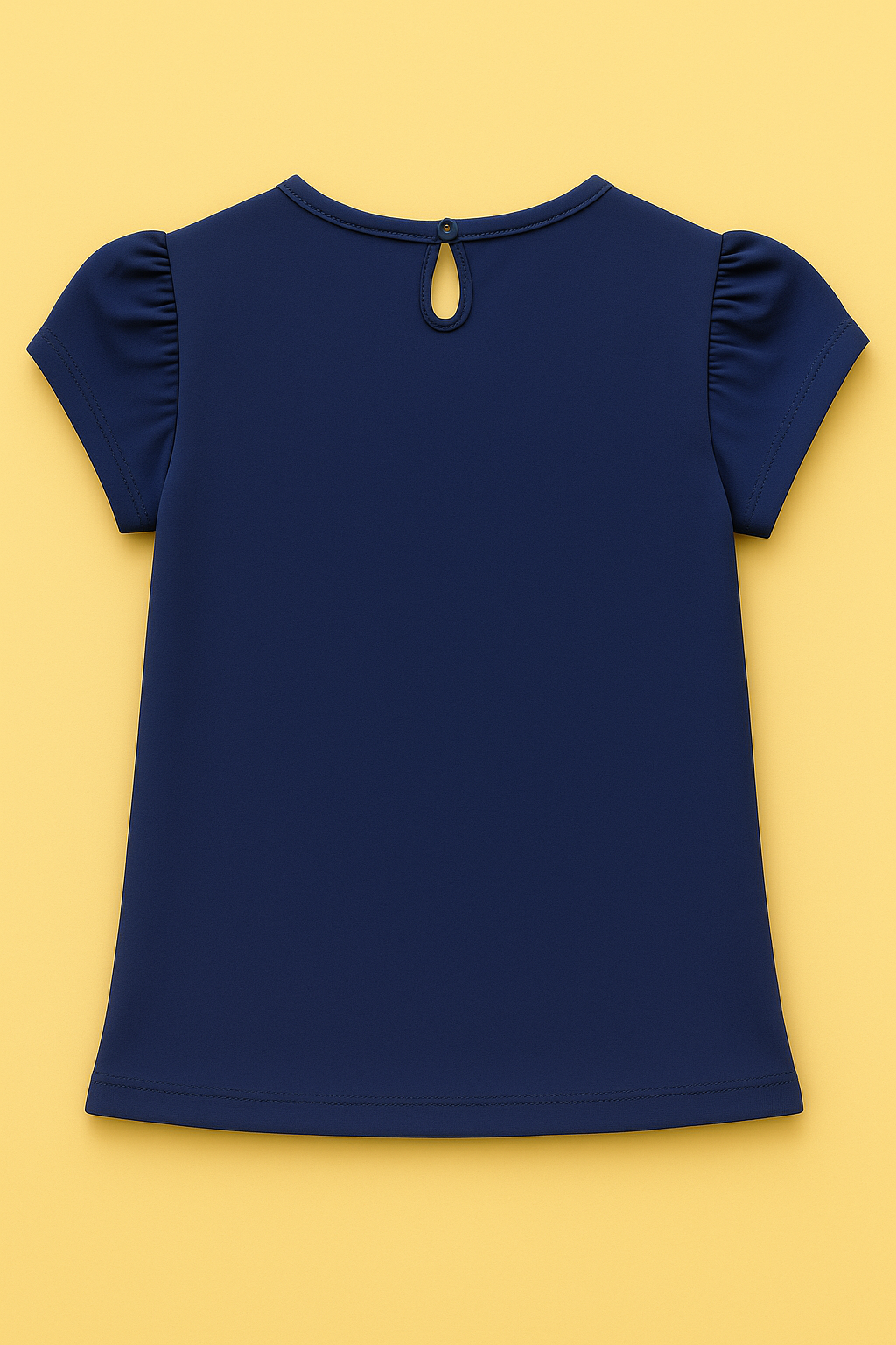 Girls Soft Cotton Interlock Ruffle Sleeve T-Shirt – Navy Blue with Floral