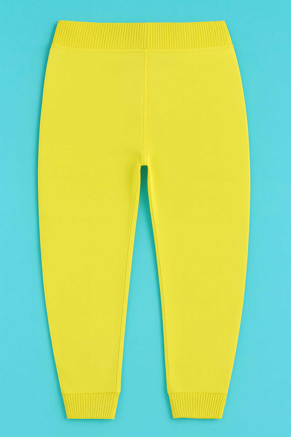 Girls Soft Loopknit Cotton Joggers – Yellow with Flamingo Graphic