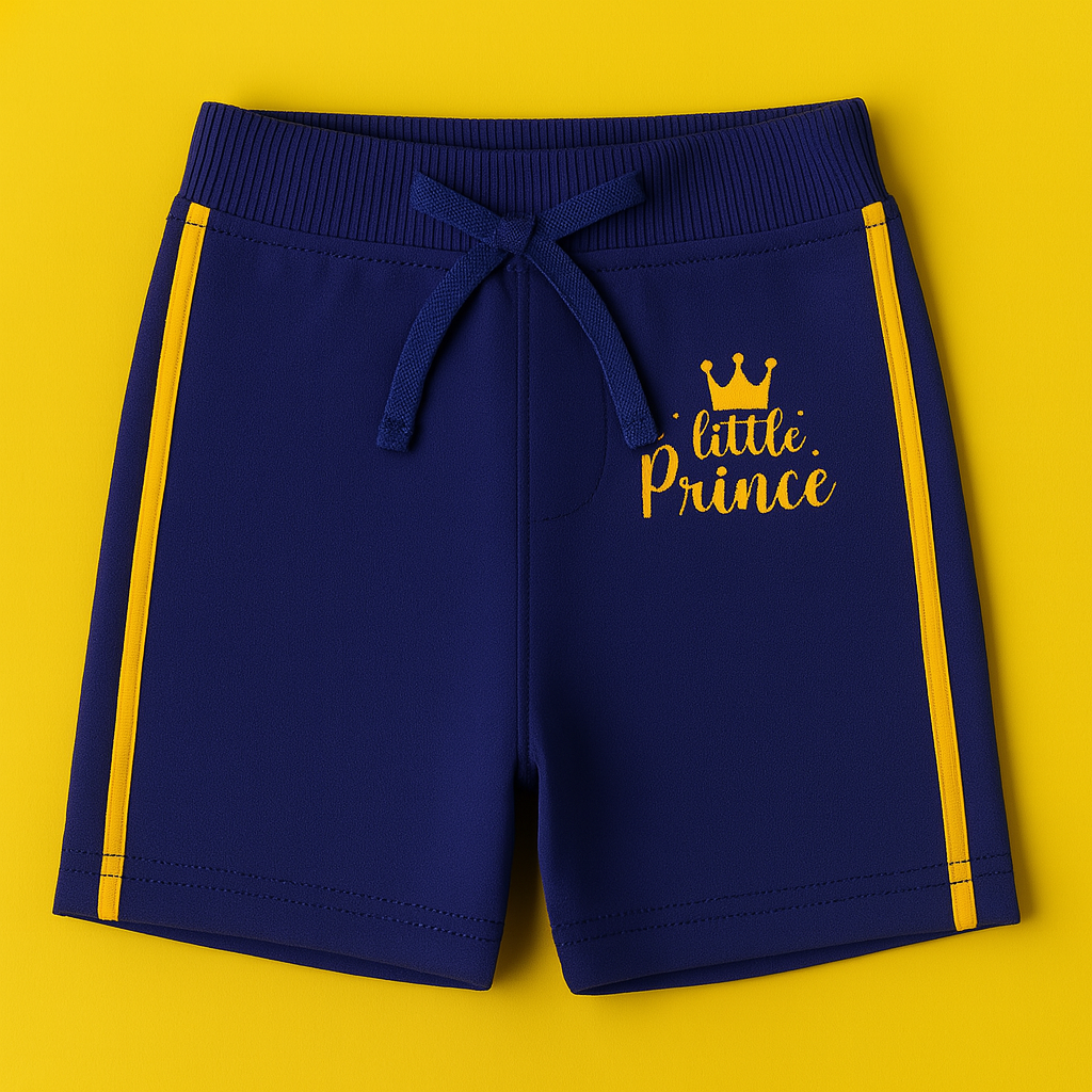 Boys Soft Cotton Knit Shorts – Navy Blue with Side Panel