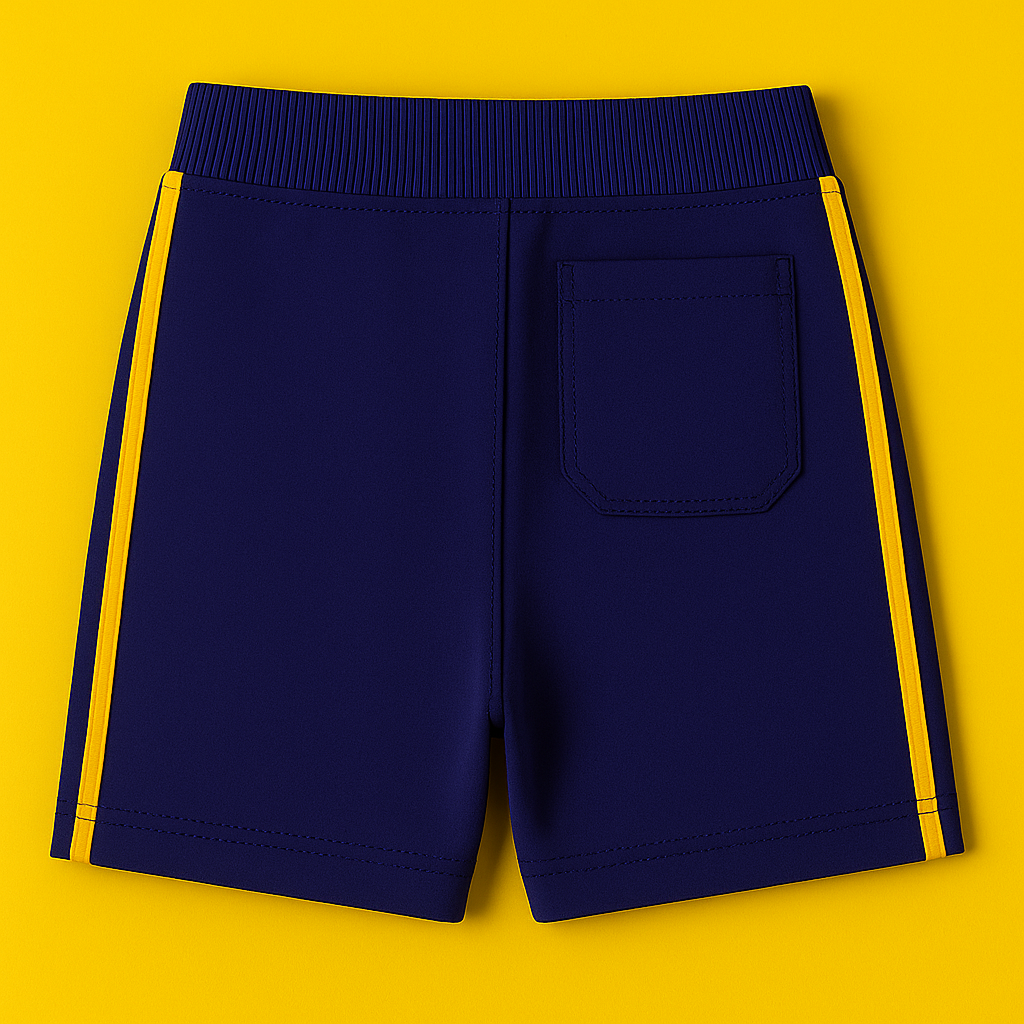 Boys Soft Cotton Knit Shorts – Navy Blue with Side Panel