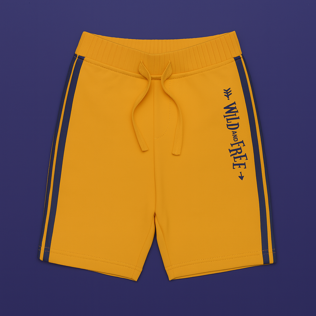 Boys Soft Cotton Knit Shorts – Yellow with Side Panel