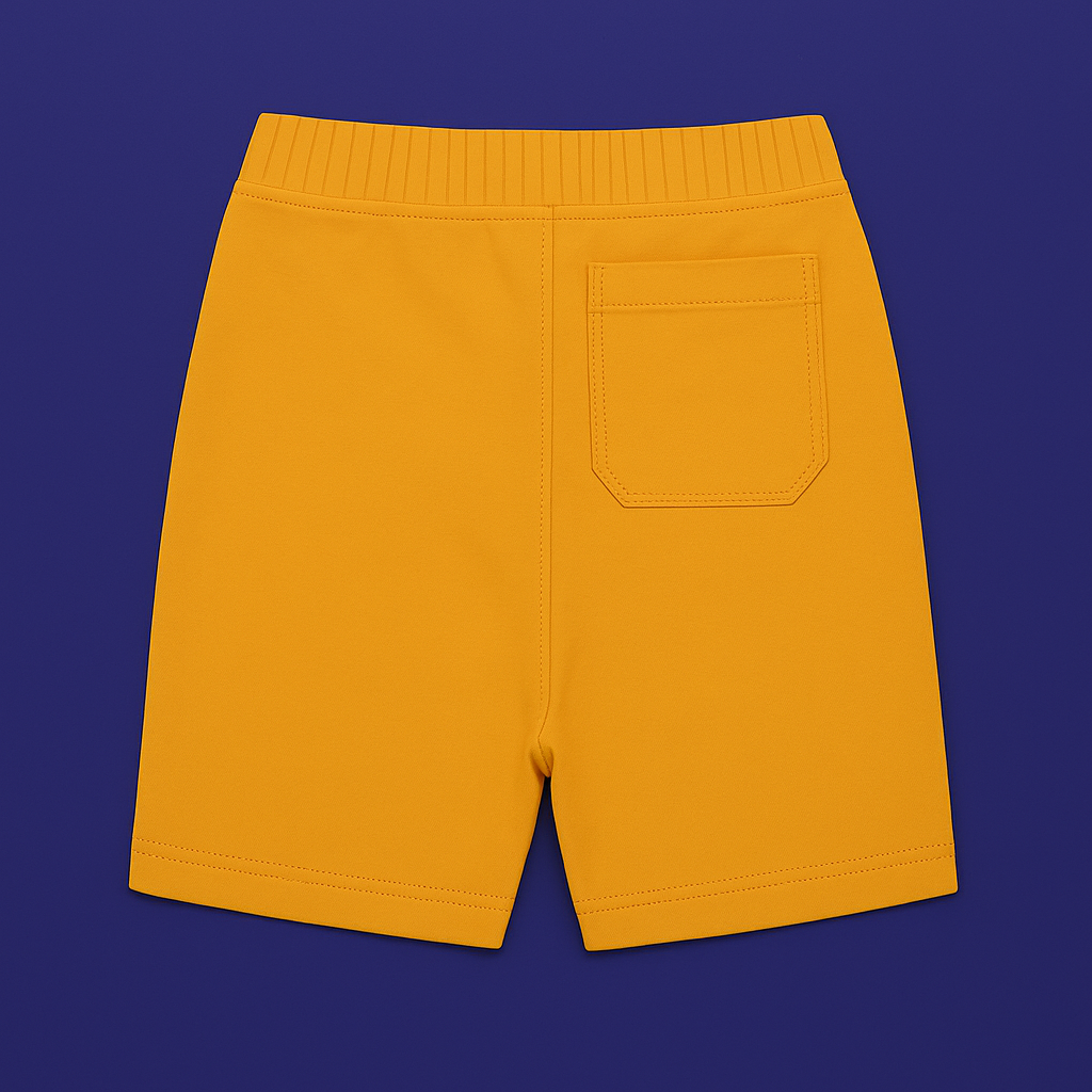 Boys Soft Cotton Knit Shorts – Yellow with Side Panel