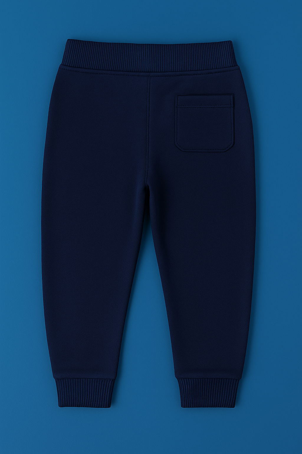 Boys Soft Loopknit Cotton Joggers – Blue with Typography Graphic