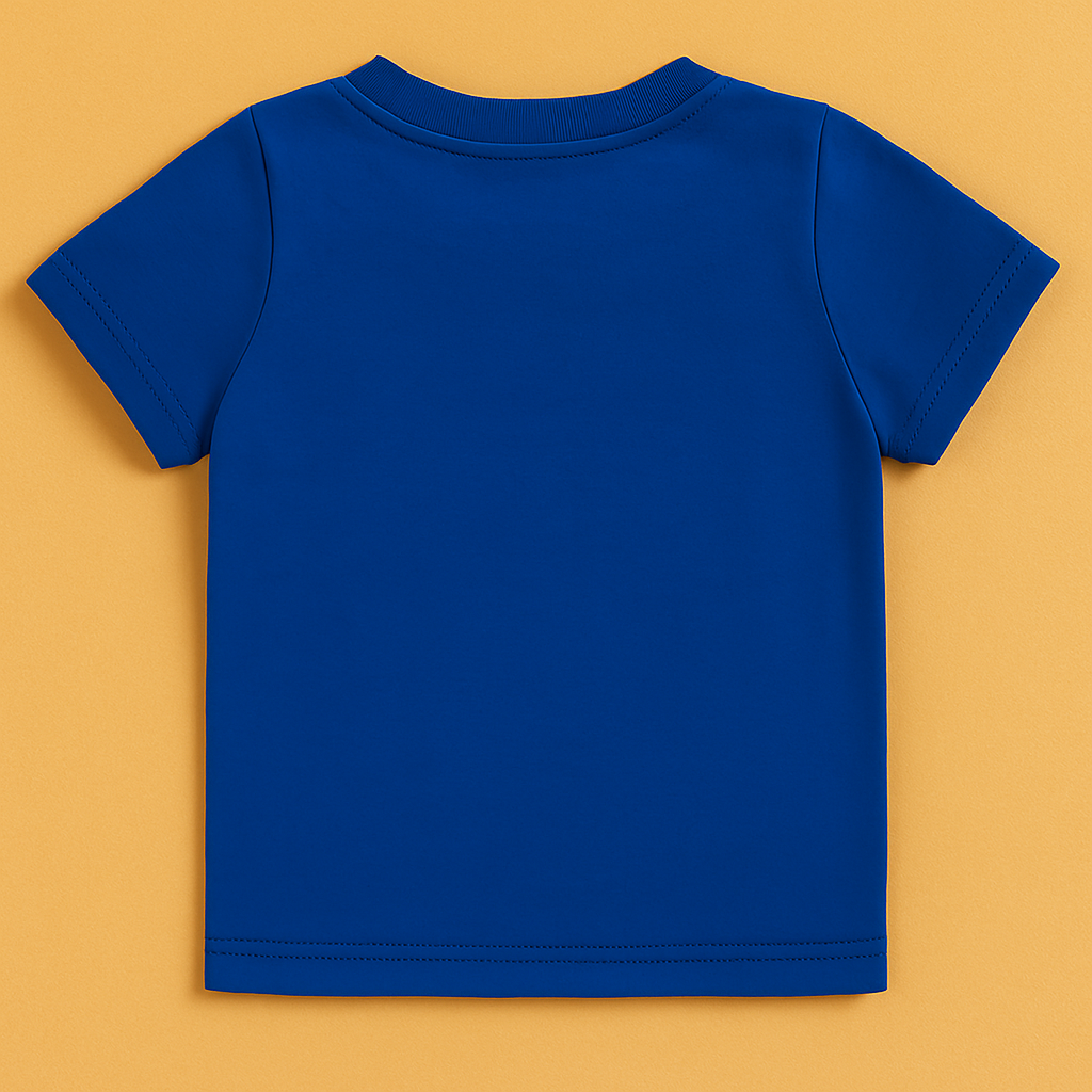Boys Blue Cotton Interlock Half Sleeve T-Shirt – Cat Design