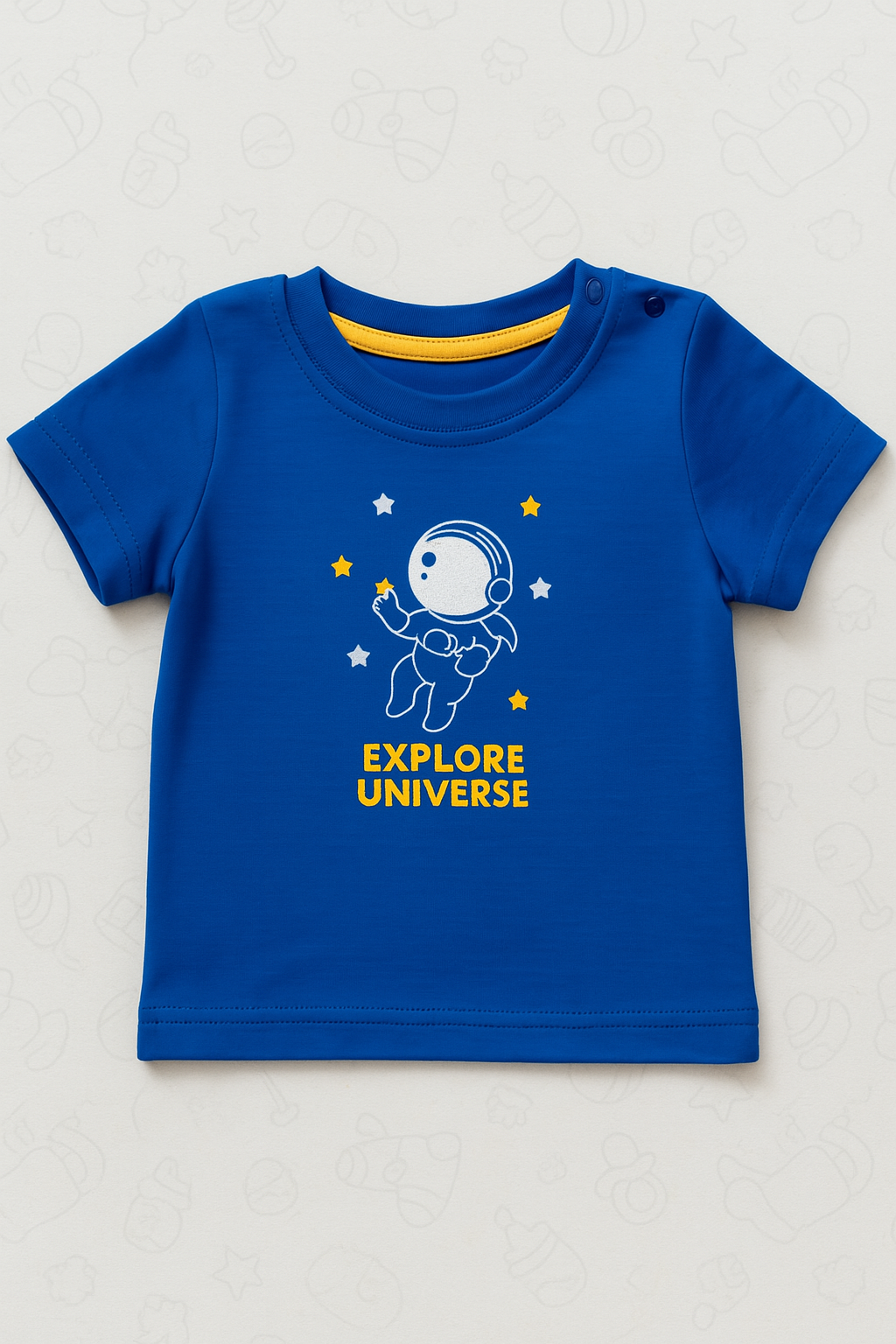 Boys Blue Cotton Interlock Half Sleeve T-Shirt – Astronaut Design