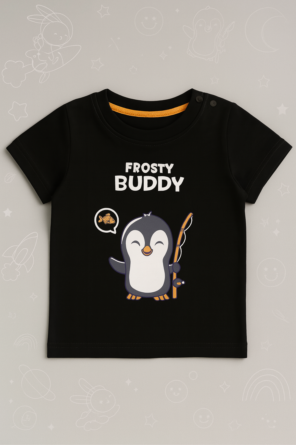 Boys Black Cotton Interlock Half Sleeve T-Shirt & Shorts Set – Penguin Design