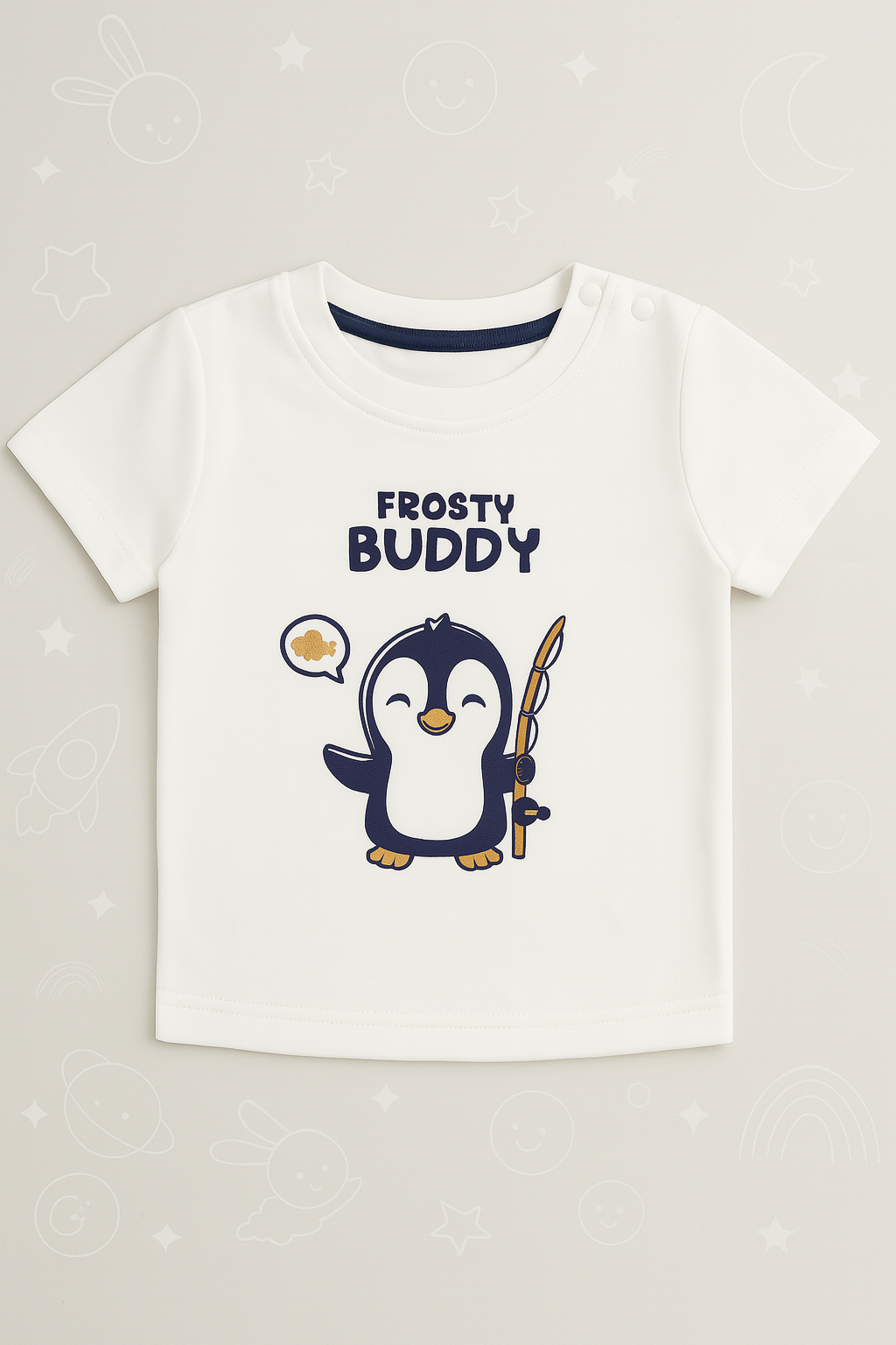 Boys White Cotton Interlock Half Sleeve T-Shirt & Shorts Set – Penguin Design