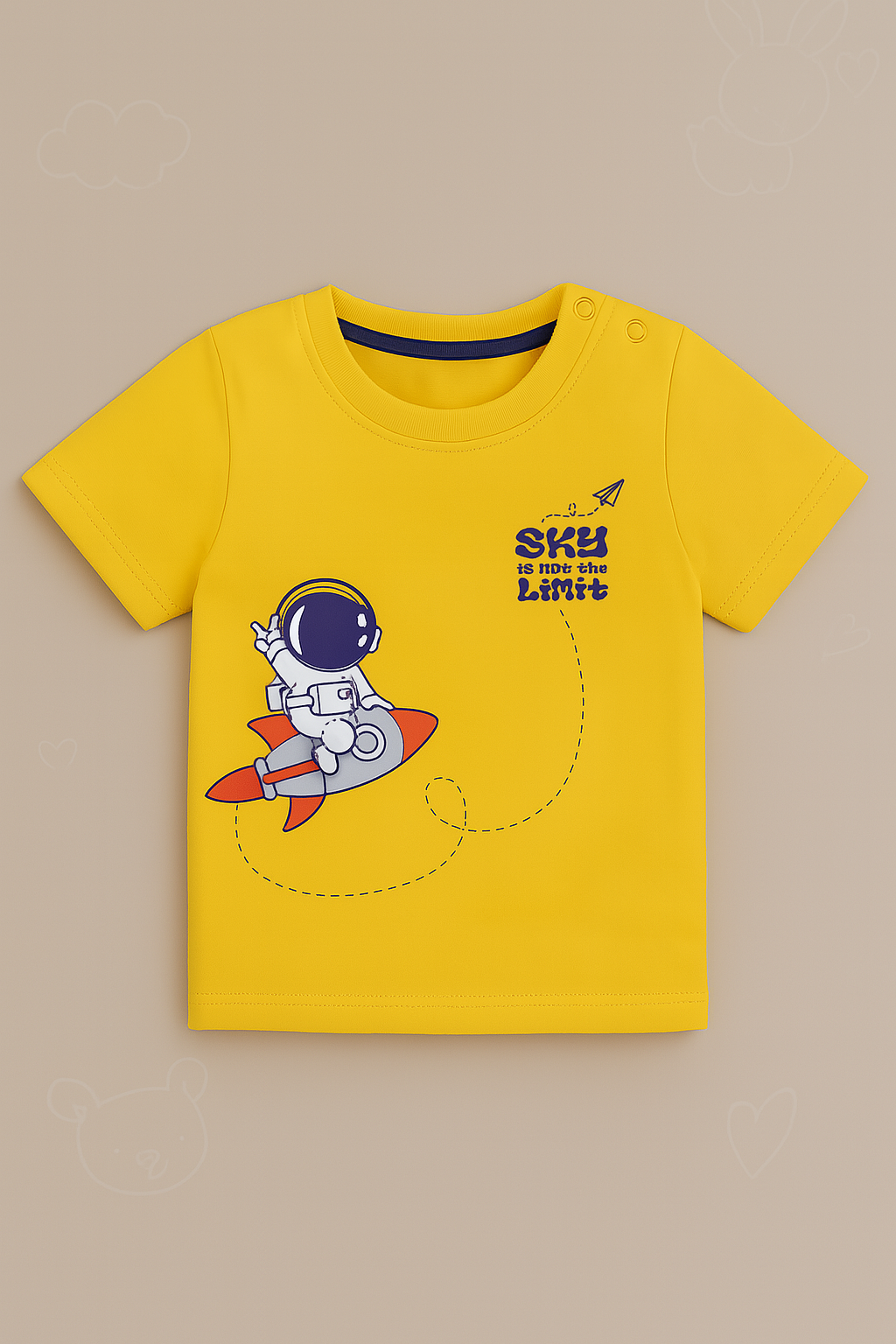 Boys Yellow Cotton Interlock Half Sleeve T-Shirt – Astronaut Design