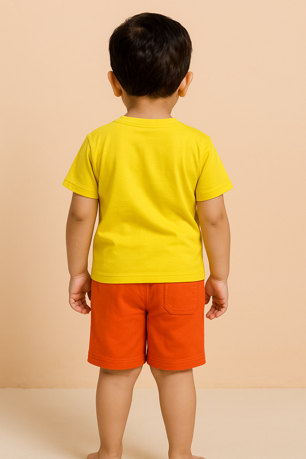 Boys Yellow Cotton Interlock Half Sleeve T-Shirt & Shorts Set – Rabbit Design