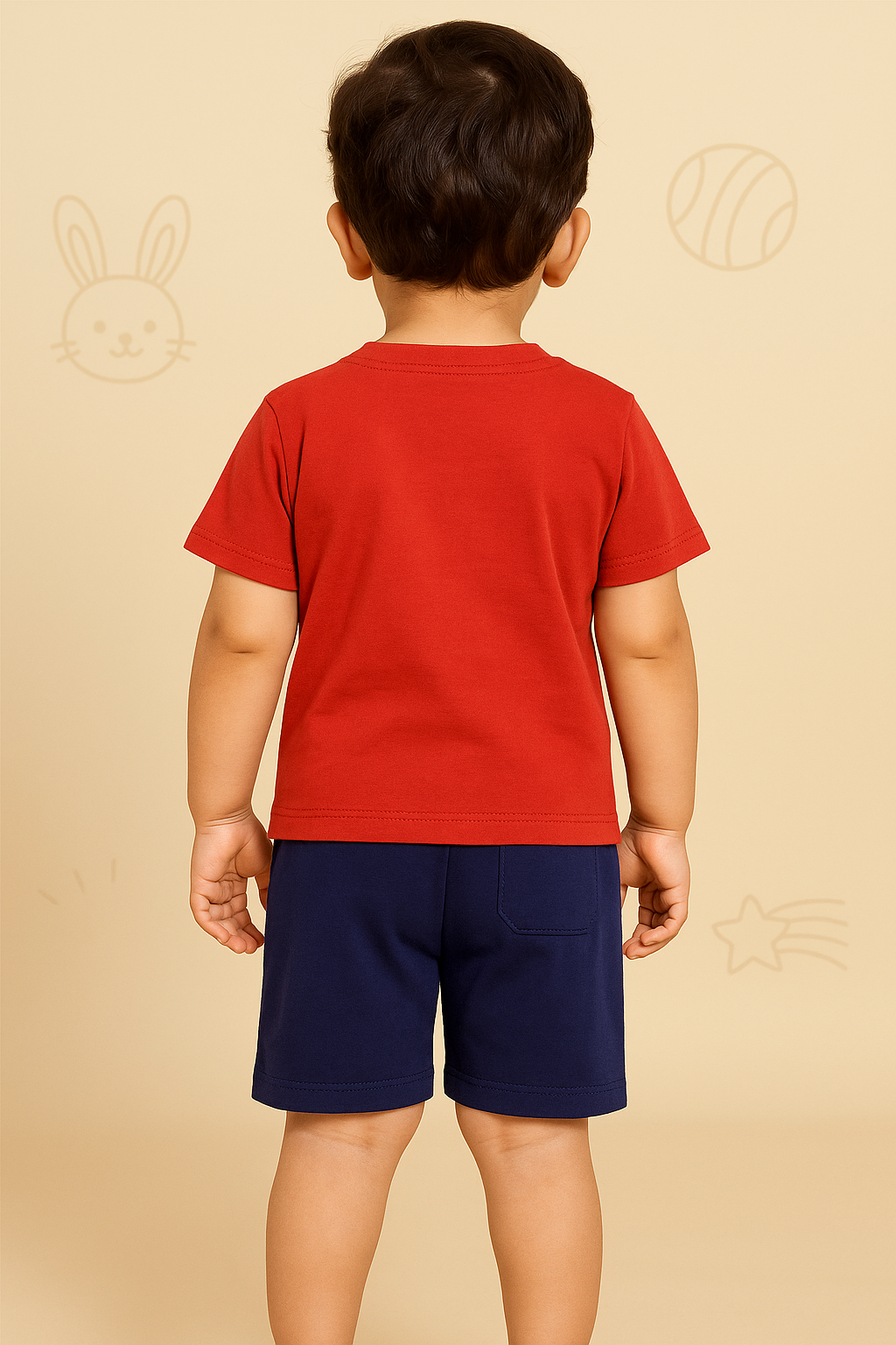 Boys Red Cotton Interlock Half Sleeve T-Shirt & Shorts Set – Panda Design
