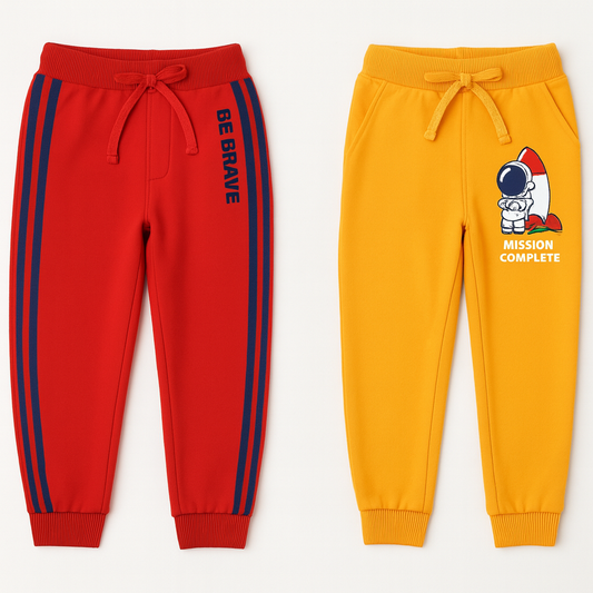 Boys Printed Pants Combo – Red & Yellow (Pack of 2)