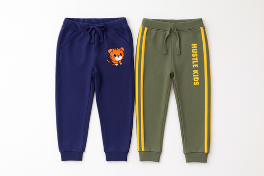 Boys Printed Pants Combo – Navy & Green (Pack of 2)