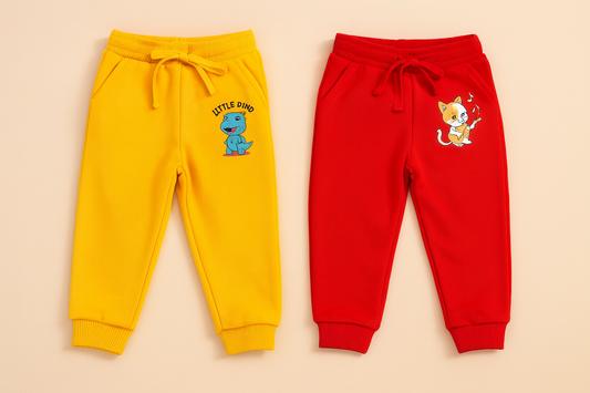 Boys Printed Pants Combo – Yellow & Red (Pack of 2)