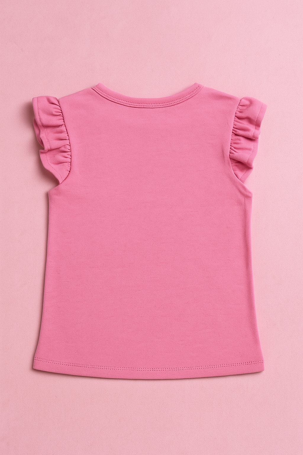 Girls Soft Cotton Interlock Frill Sleeve T-Shirt – Pink with Ice Cream Graphic