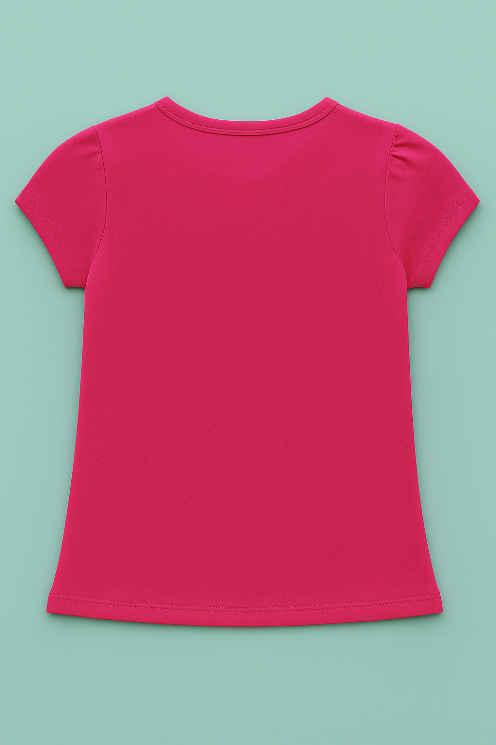 Girls Soft Cotton Interlock Puff Sleeve T-Shirt – Pink with Giraffe Graphic