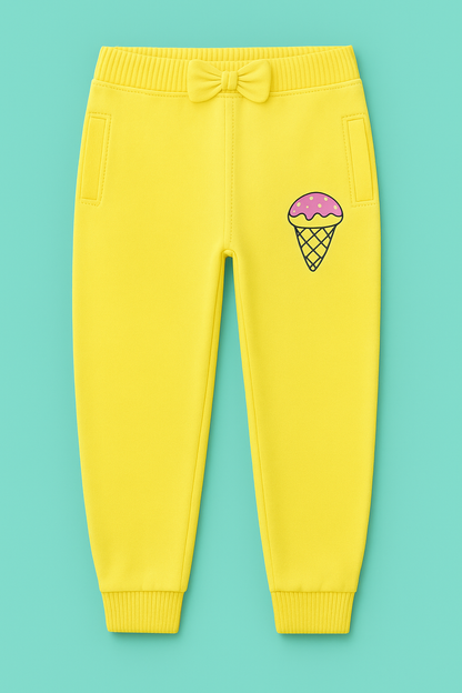 Girls Light Pink & Yellow Cotton Interlock Ruffle Sleeve T-Shirt & Pant Set – Panda Bear Design