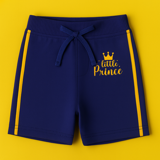 Boys Soft Cotton Knit Shorts – Navy Blue with Side Panel
