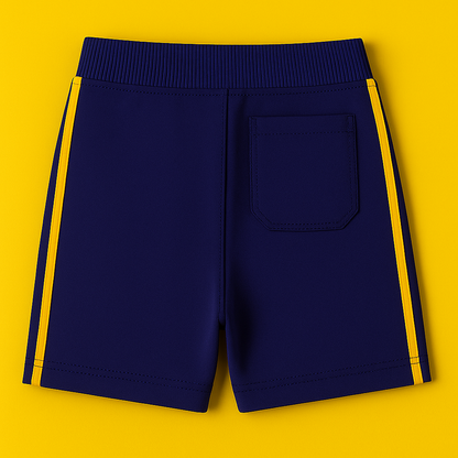 Boys Soft Cotton Knit Shorts – Navy Blue with Side Panel