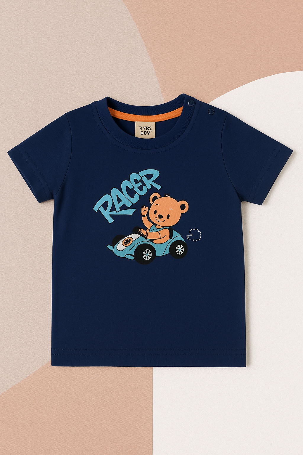 Boys Navy Blue Cotton Interlock Half Sleeve T-Shirt  – Panda Design