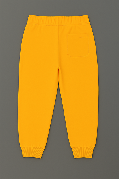 Boys Soft Loopknit Cotton Joggers – Yellow with Dino Graphic