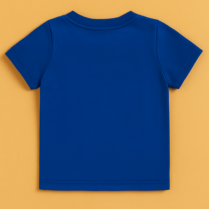 Boys Half Sleeve Cat Print Cotton T-Shirt with Flap Pocket – Blue