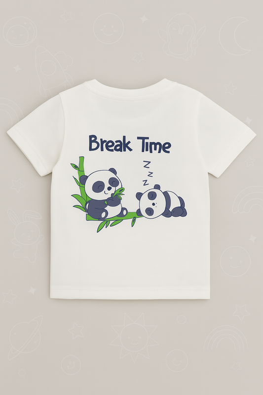 Boys White Cotton Interlock Half Sleeve T-Shirt – Panda Design