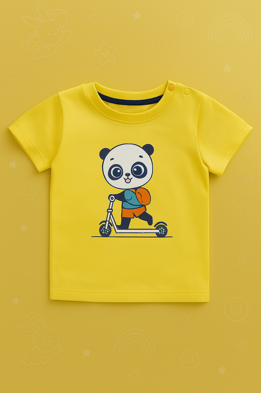 Boys Yellow Cotton Interlock Half Sleeve T-Shirt – Panda Design