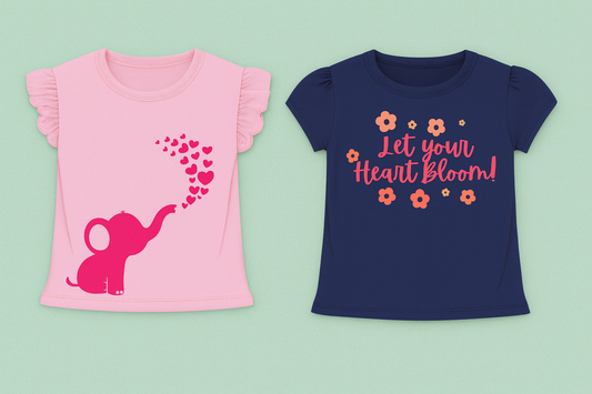 Girls T-Shirt Combo – Light Pink & Navy (Pack of 2)
