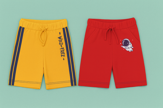 Boys Shorts Combo – Yellow & Red (Pack of 2)