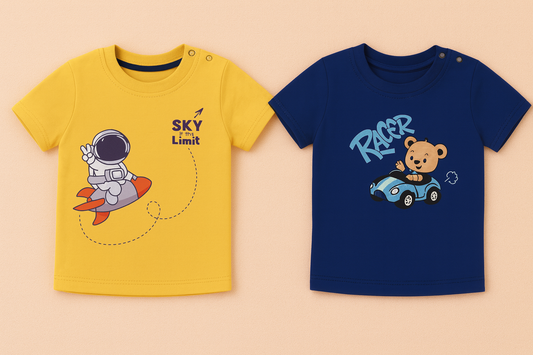 Boys 2-Pack T-Shirts – Yellow & Navy Blue, Everyday Wear