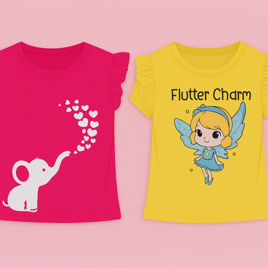 Girls T-Shirt Combo – Pink & Yellow (Pack of 2)